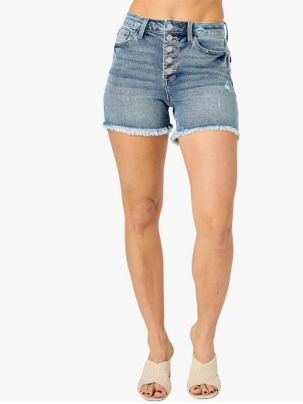 Judy Blue High Waist Button Fly Destroy Shorts